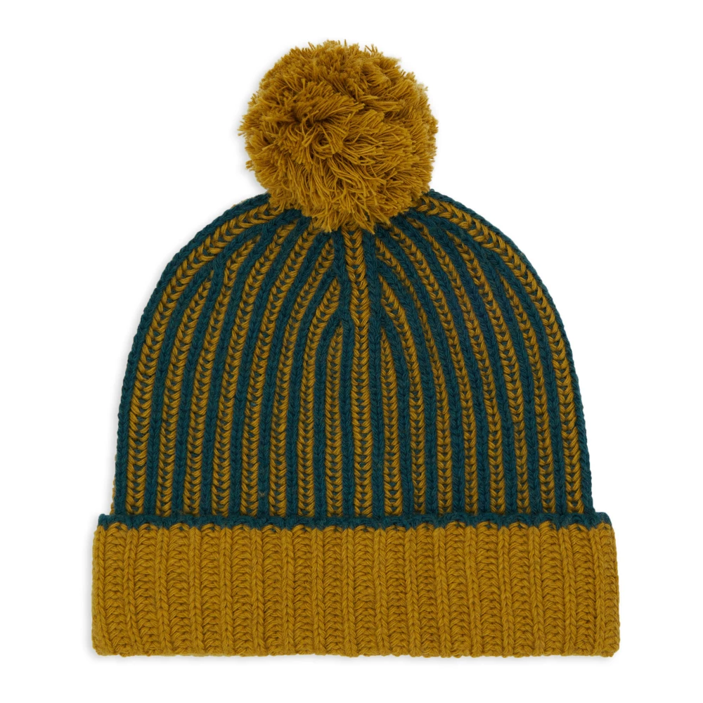 Gallo Groene Wol Kasjmier Beanie Visser Rib Multicolor Unisex