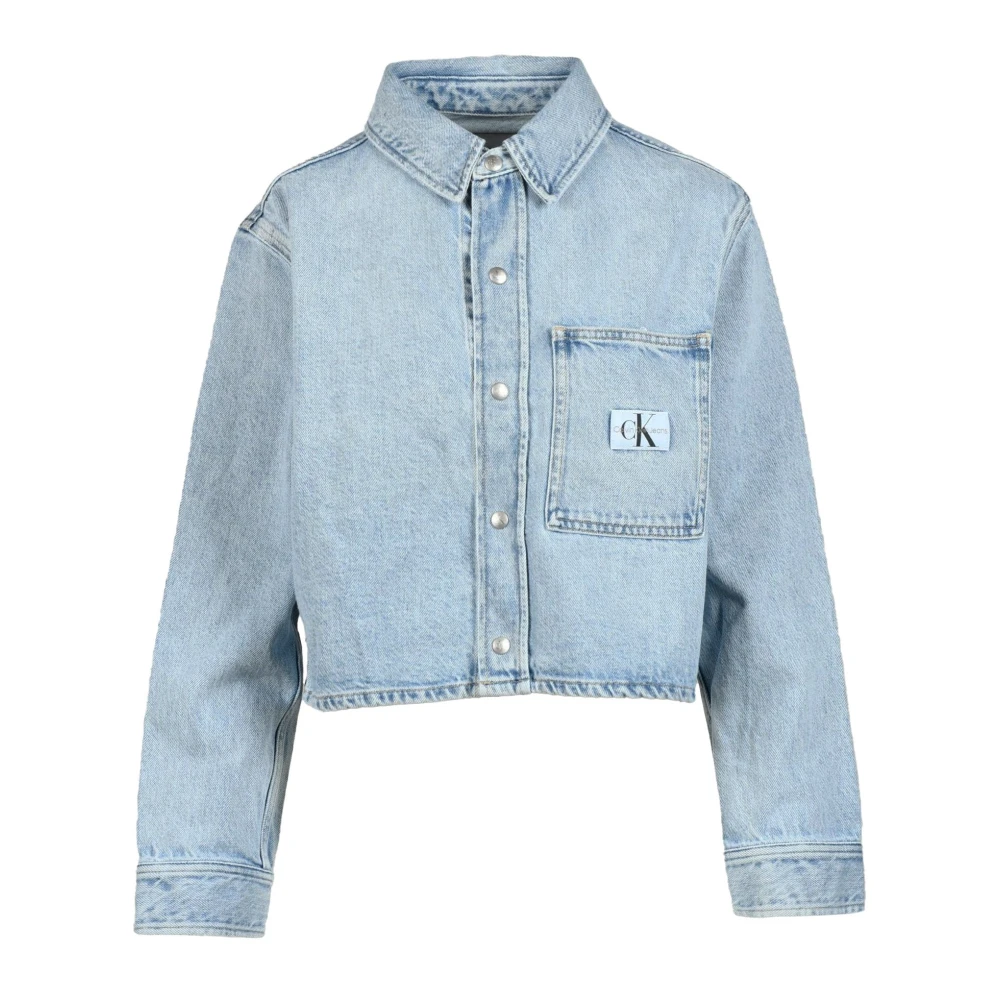 Calvin Klein Jeans Denim korte jas met drukknopen Blue Dames