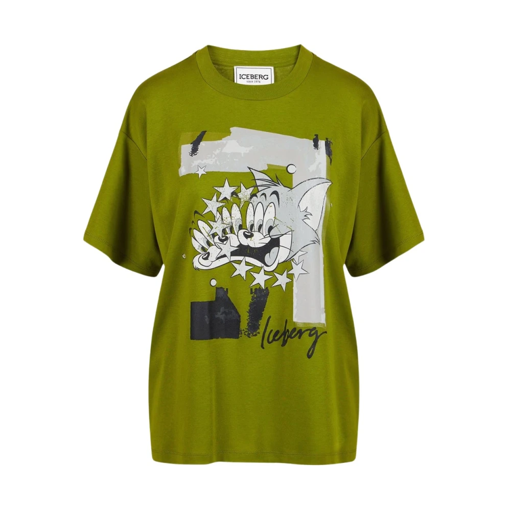 Iceberg T-shirt met relaxte pasvorm van katoen Green Dames