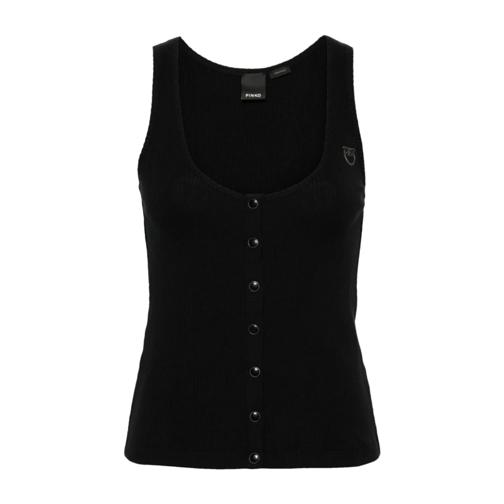 Pinko Zwarte Love Birds Mouwloze Top Black Dames