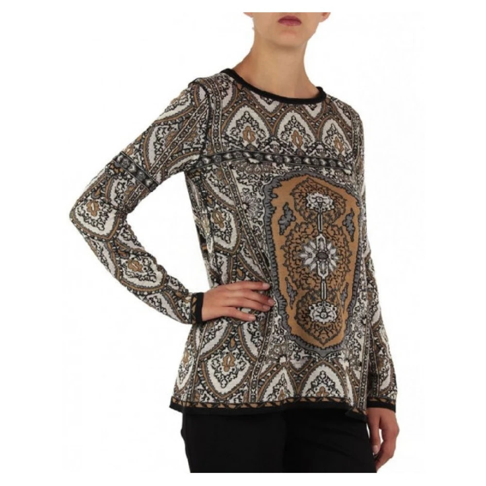 Twinset Gedrukte Katoenen Ronde Hals Trui Multicolor Dames