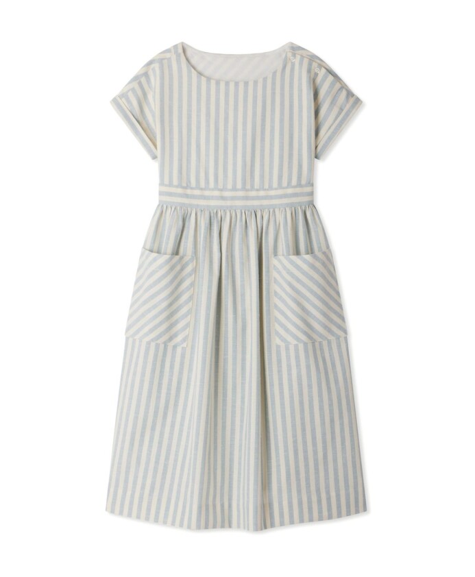 robe-en-coton-rayee-bleu-clair