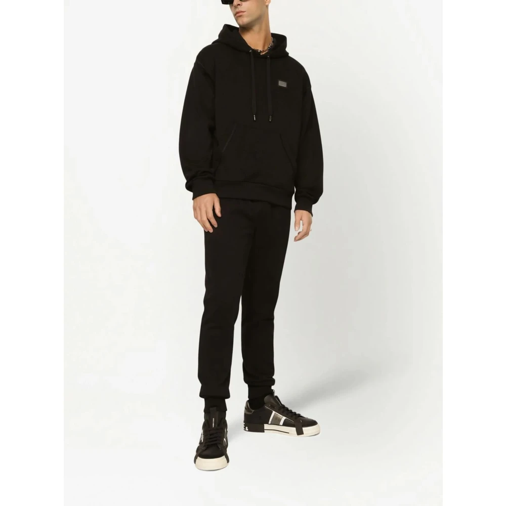 Dolce & Gabbana Jersey hoodie met merklabel Black Heren