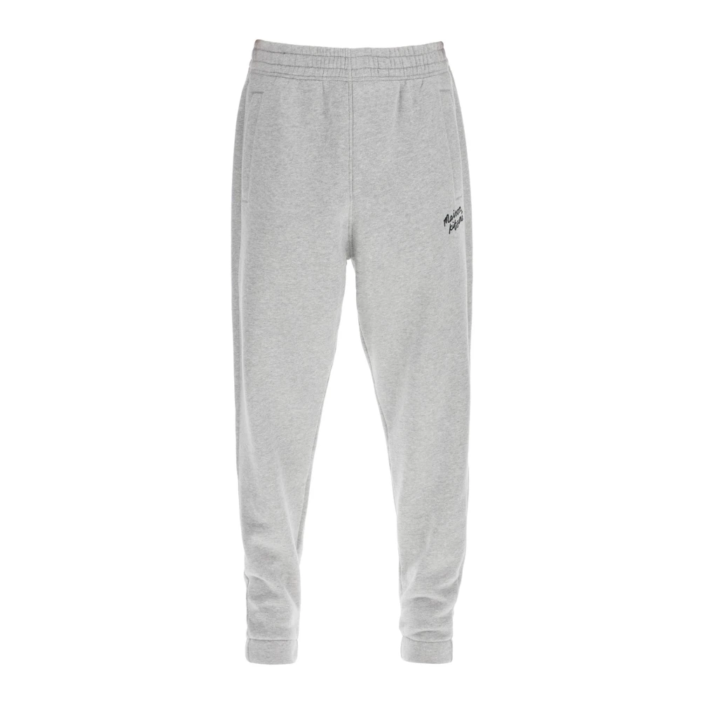 Maison Kitsuné Geborduurde Comfort Joggers Gray Heren