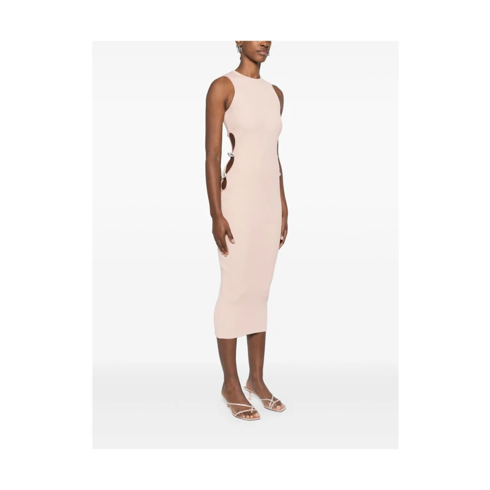 Mach & Mach Beige Cut-Out Crew Neck Jurk Pink Dames