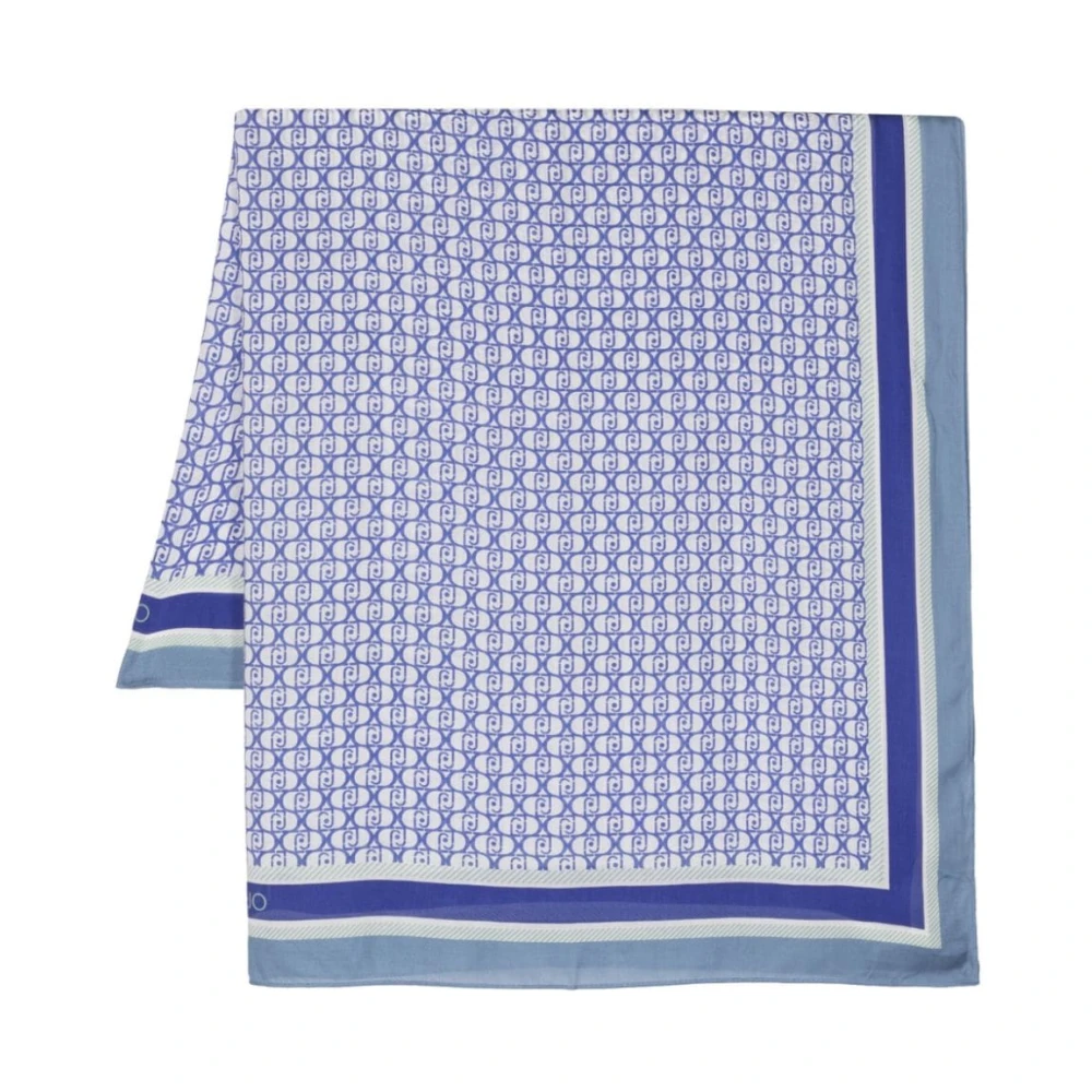 Liu Jo Blauwe Modal Monogram Sjaal Blue Dames