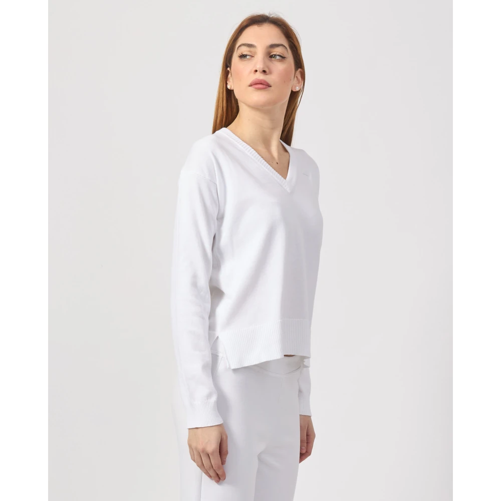 K-way Witte Katoenen Crop Sweater White Dames