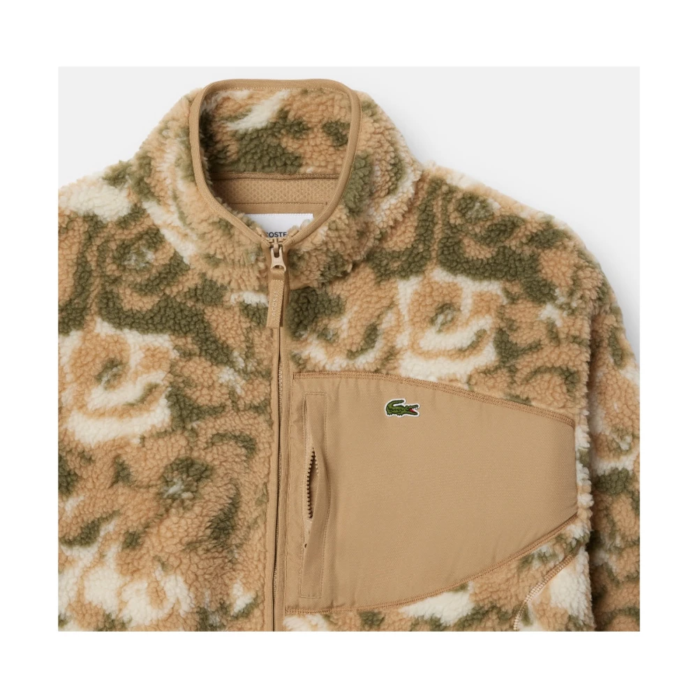 Lacoste Bloemenpatroon Rits Fleece Jas Beige Heren