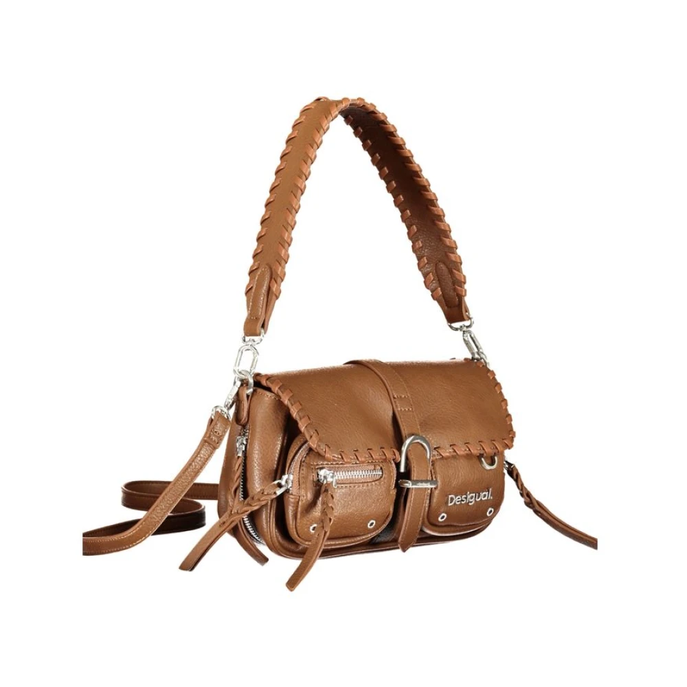 Desigual Bruine handtas met afneembare schouderband en meerdere compartimenten Brown Dames