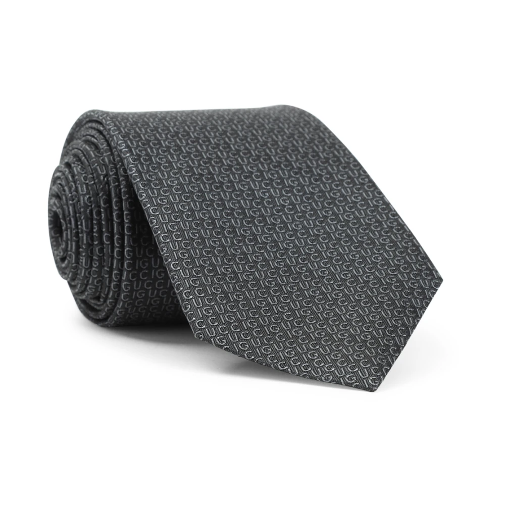 Gucci Donkergrijze Zijden Stropdas Gray Heren