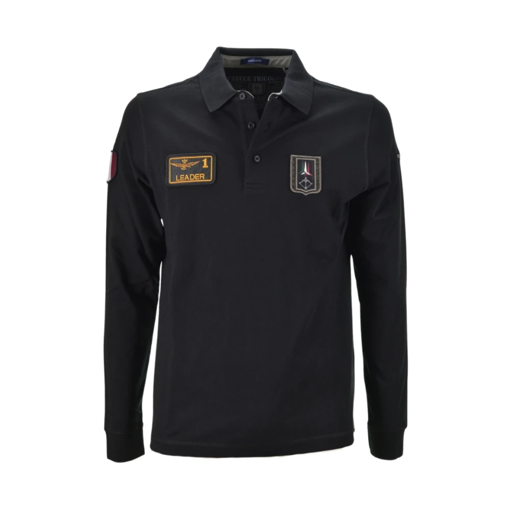 Aeronautica militare Zwarte Tricolor Polo Shirt Black Heren