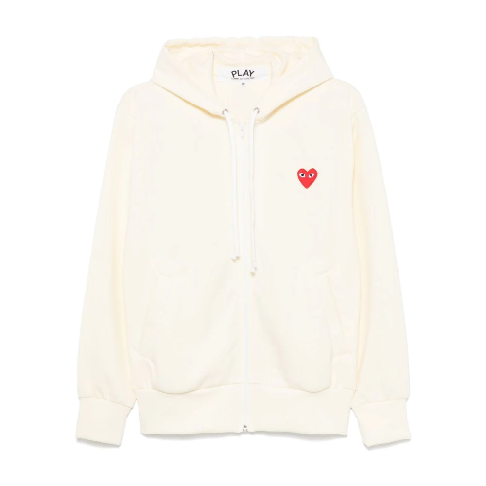 Comme des Garçons Crème Logo Hoodie met Rits Beige Heren