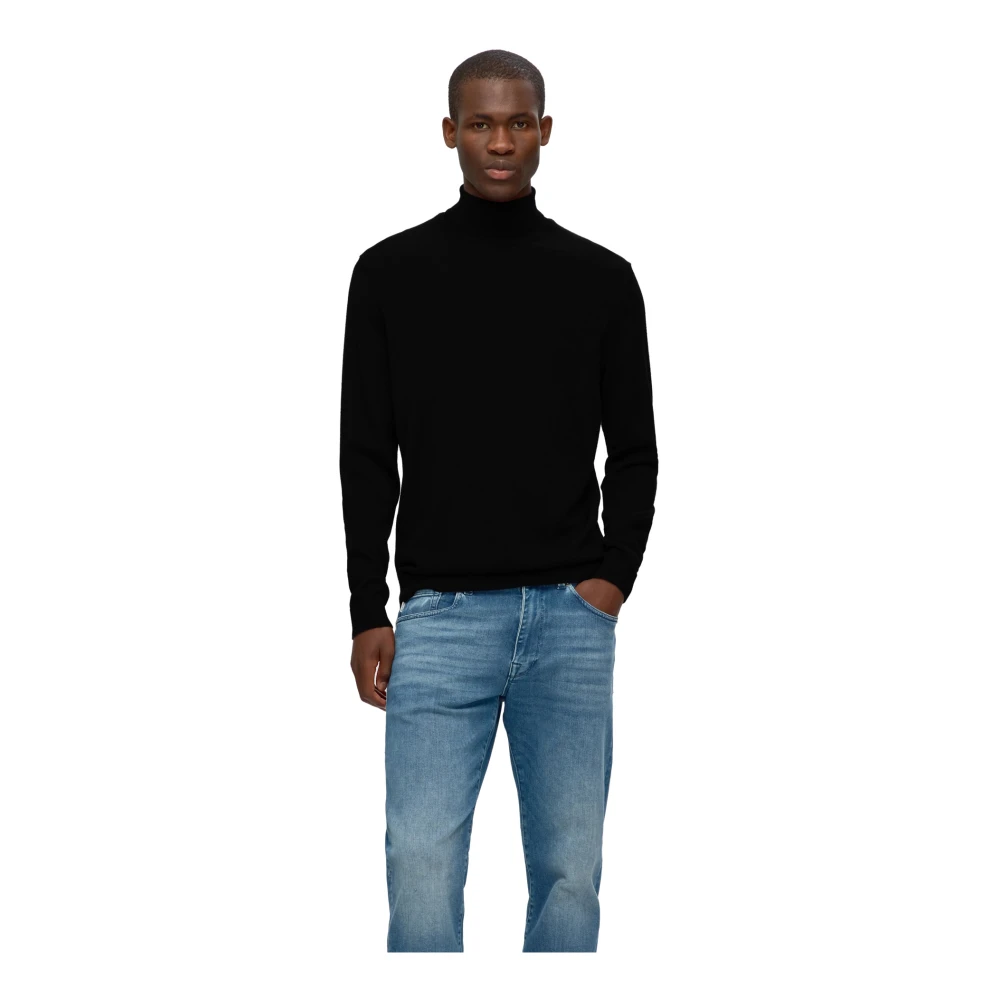 Selected Homme Geribbelde coltrui Black Heren