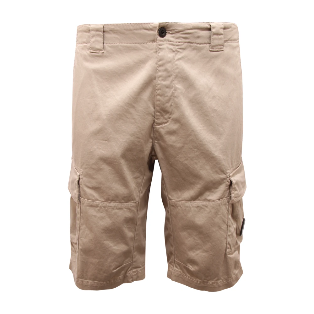 C.p. Company Men's Beige Casual Shorts, S, Satin Stretch Bermuda Cargo Shorts