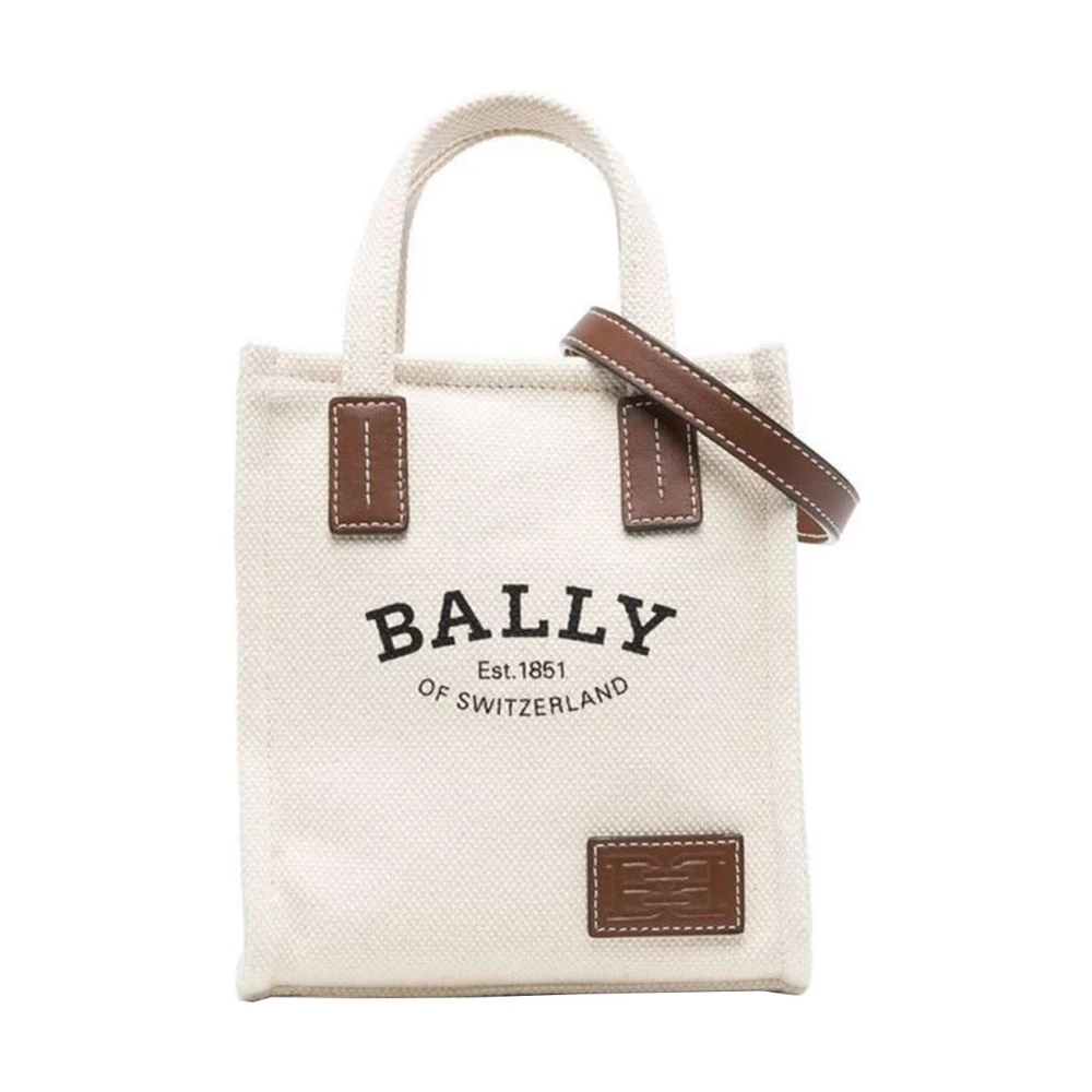 Bally Mini Handväska med Axelrem och Logotyp Beige, Dam