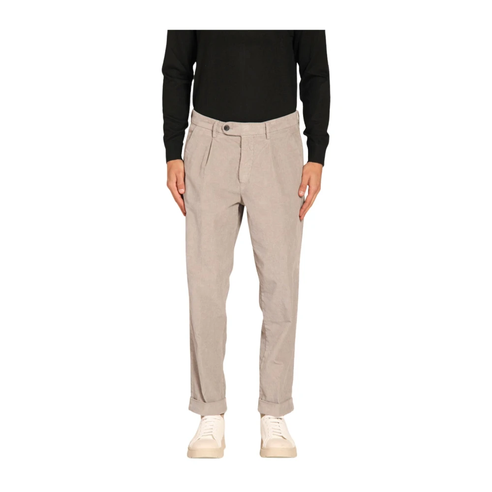 Mason's Velours Gestreepte Relaxte Pasvorm Chino Broek Gray Heren