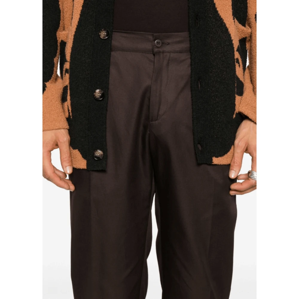 Kiton Cederbruine Tapered Broek Brown Heren