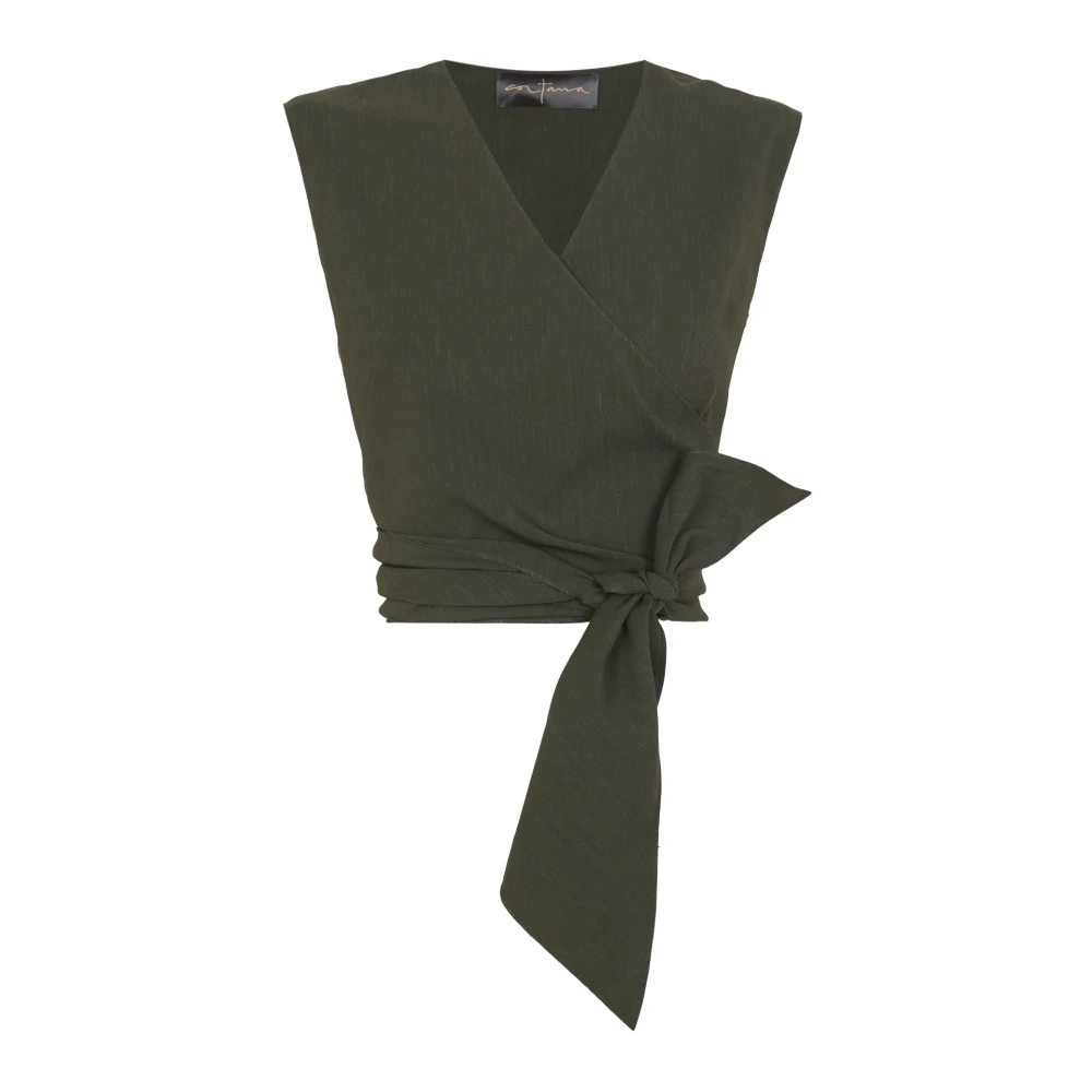 Cortana Women's Green Sleeveless Tops, M, Asa, Top Cruzado Verde Osuro