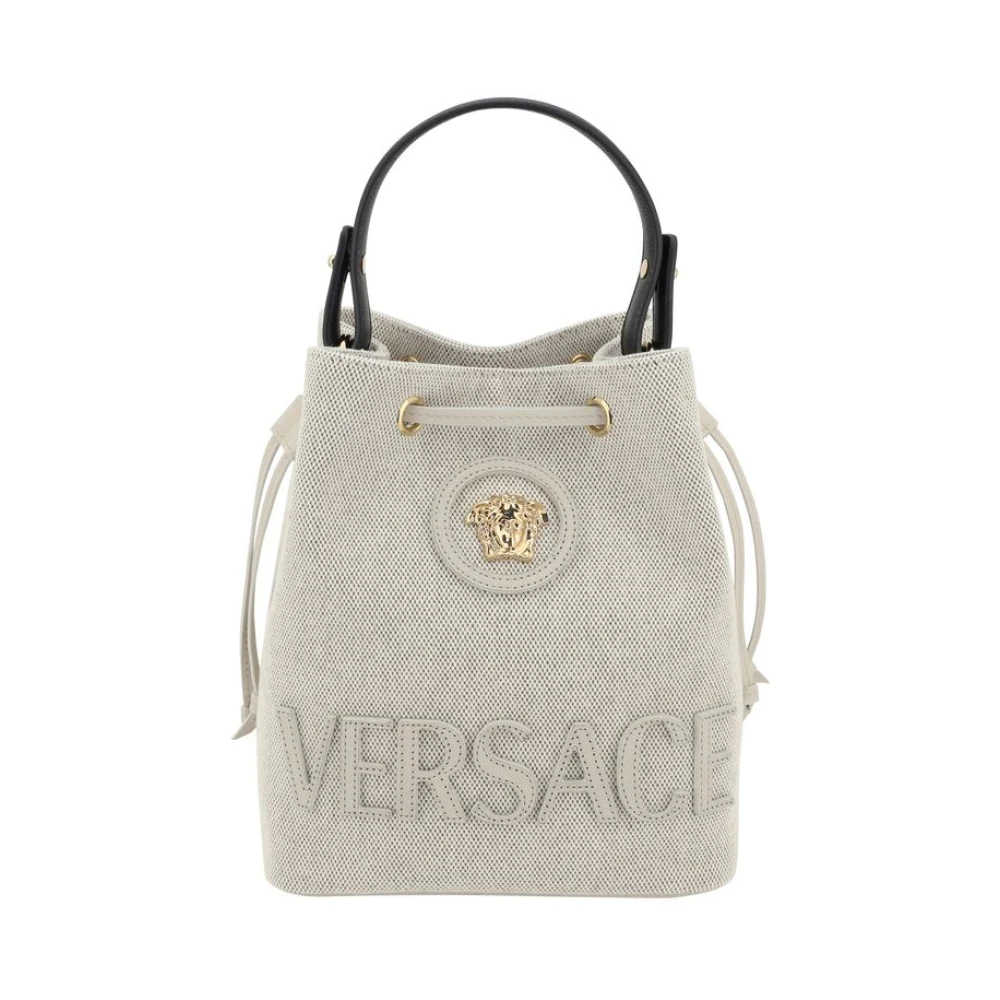 Versace Medusa Bucket Bag med Dragsko Stängning White, Dam