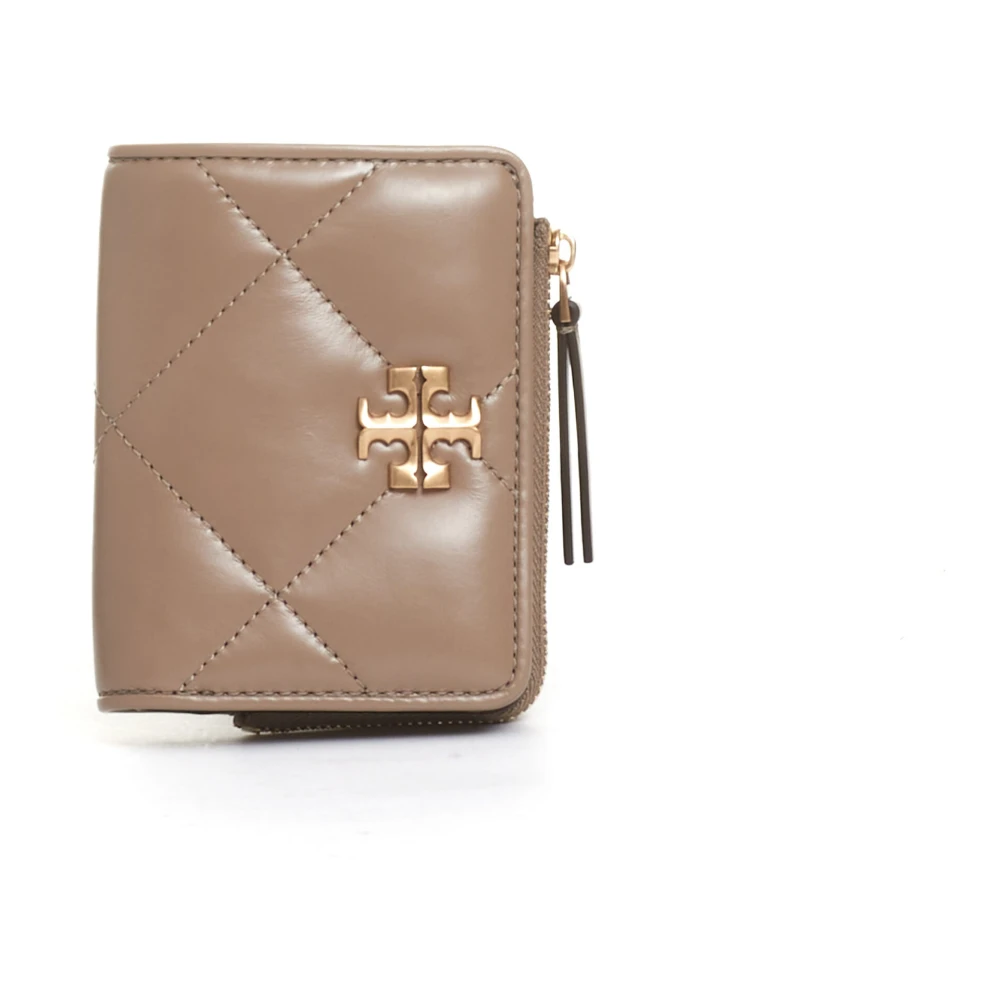 TORY BURCH Chique Bi-fold Portemonnee in Taupe Beige Dames