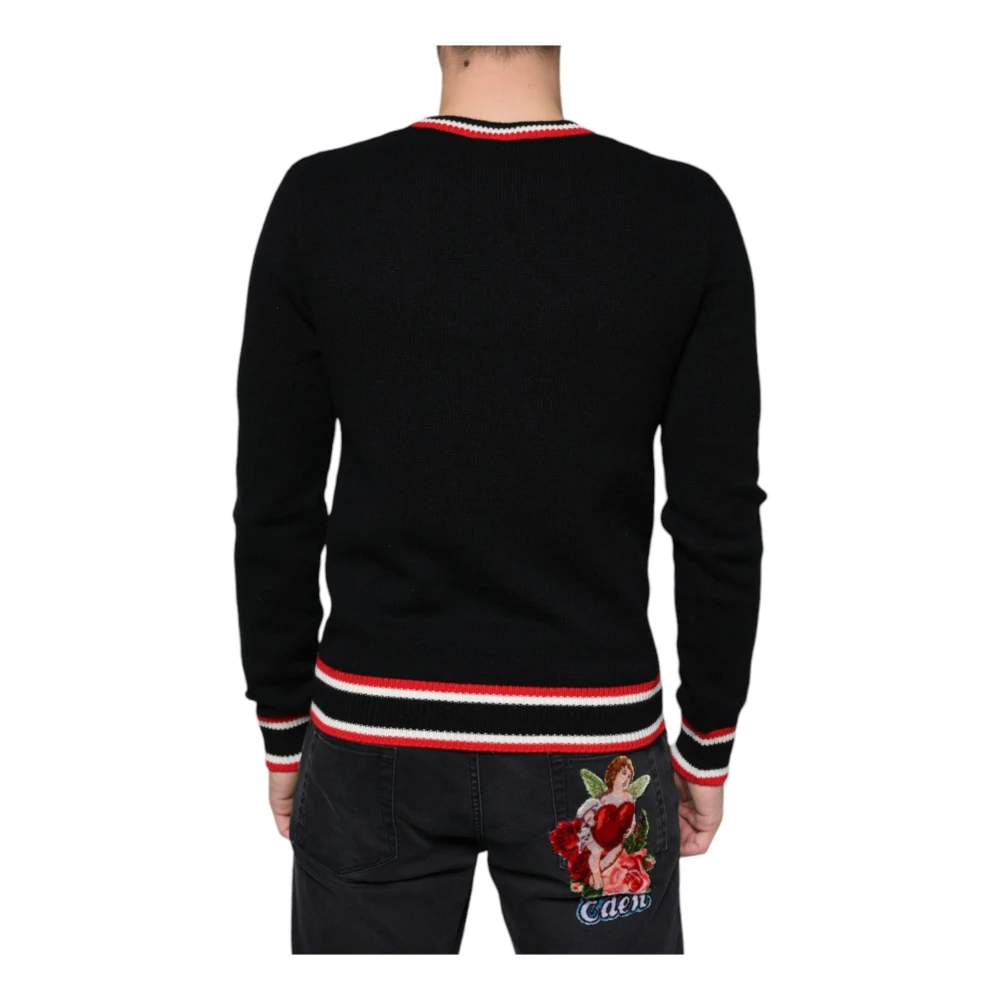 Dolce & Gabbana Luxe Cashmere Sweater met Pig of the Year Black Heren