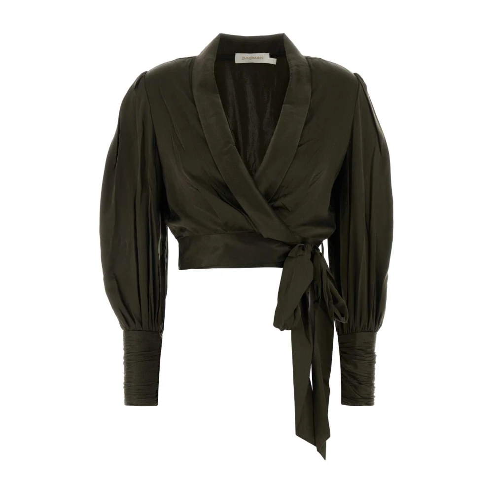 Zimmermann Women's Green Silk Wrap Top - Blouses - S - Blouses & Shirts