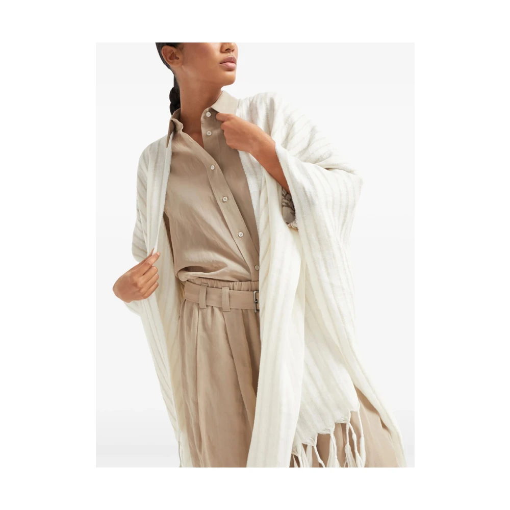 BRUNELLO CUCINELLI Witte Kwastdetail Geknoopte Lange Mouwen White Dames