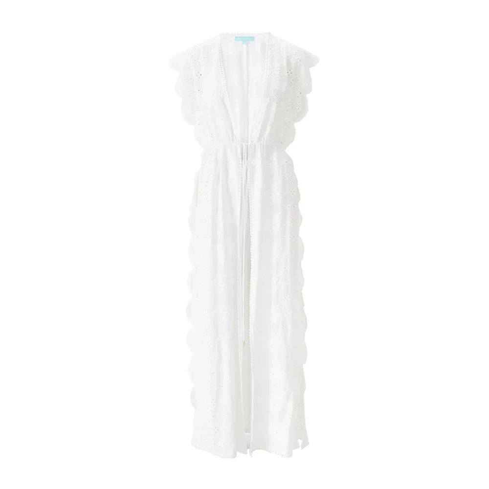 Melissa Odabash Witte Talitha Kaftan met Bloemendetails White Dames