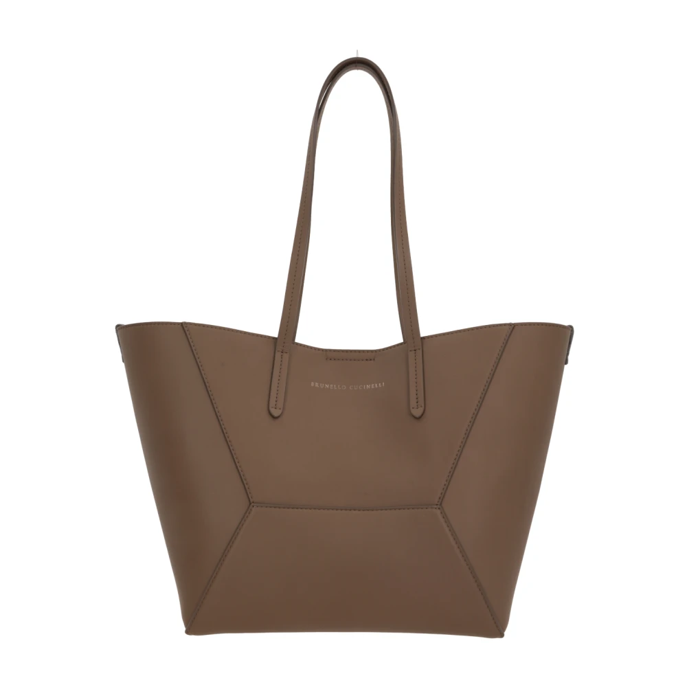 BRUNELLO CUCINELLI Bruine leren tote tas met monile details Brown Dames