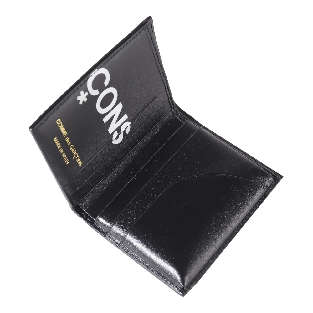 Comme des Garçons Zwarte Logo Bi-fold Portemonnee Kaartsleuven Black Unisex