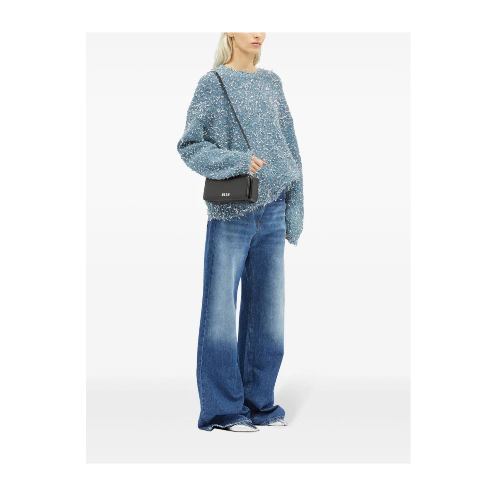 Msgm Blauwe Katoenen Trui met Raffeldetails Blue Dames