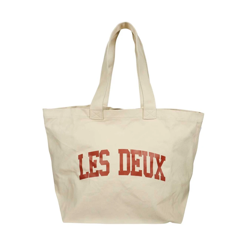 Les Deux Contrasterende Logo Canvas Tote Tas Beige Heren