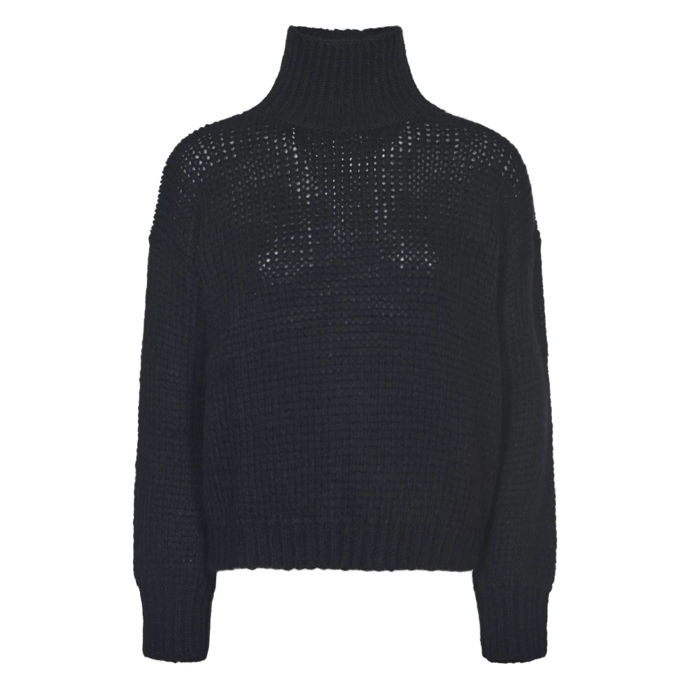 Roberto Collina Zwarte Dolcevita Sweaters Black Dames