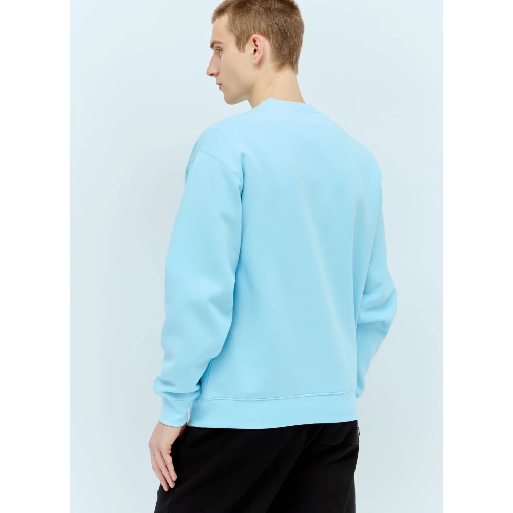 Dime Mtl Grafisch Logo Crewneck Sweatshirt Katoen Fleece Blue Heren