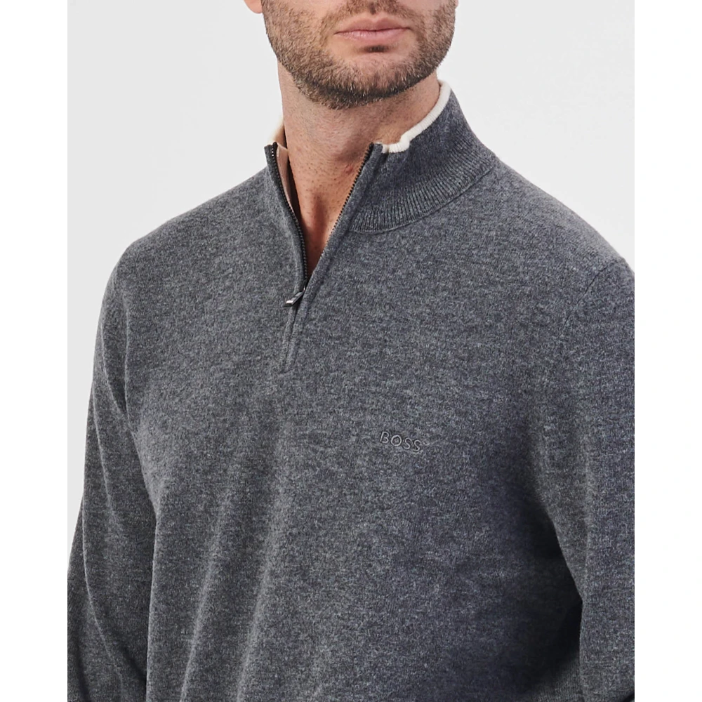 Hugo Boss Grijze Wol Zip Trui Gray Heren