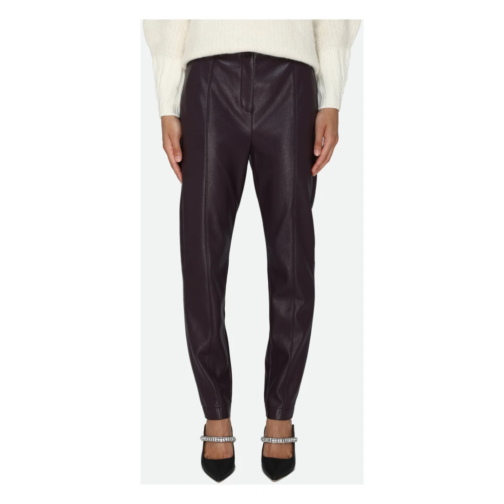 PATRIZIA PEPE Bordeaux Leren Skinny Broek Purple Dames