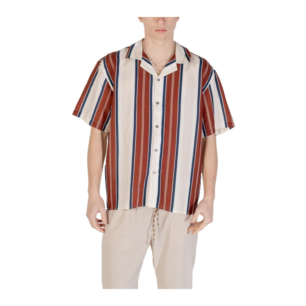 Gianni Lupo Hombre Camisa De Lino A Rayas Con Cuello Clásico