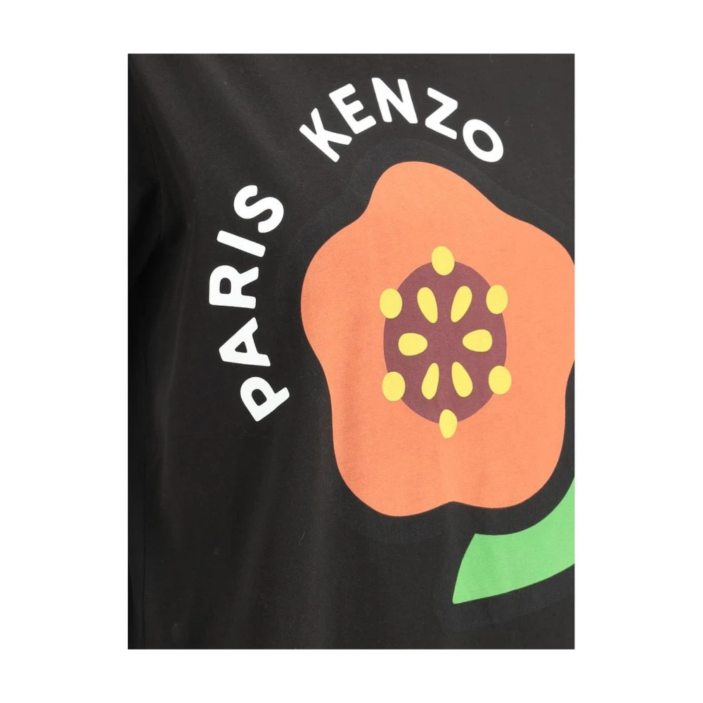 Kenzo Monogram Bloemenlogo Tee Korte Mouw Black Dames