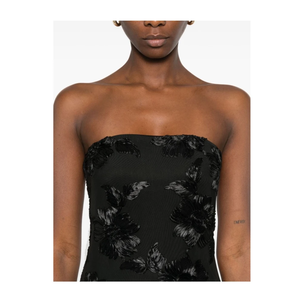 Rotate Birger Christensen Flower Mesh Tube Jurk Black Dames