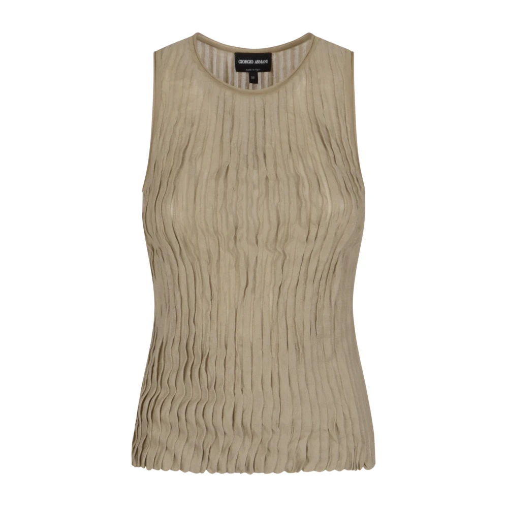 Giorgio Armani Donna Beige - Top In Seta Plissé E Lurex - Tops - M
