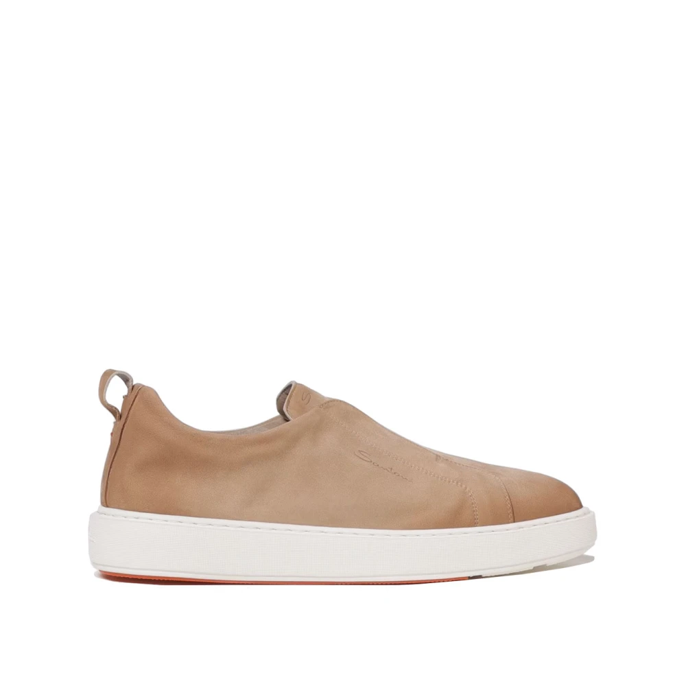 Santoni Men's Beige Classic Leather Loafers - Loafers - 8 Uk - Shoes