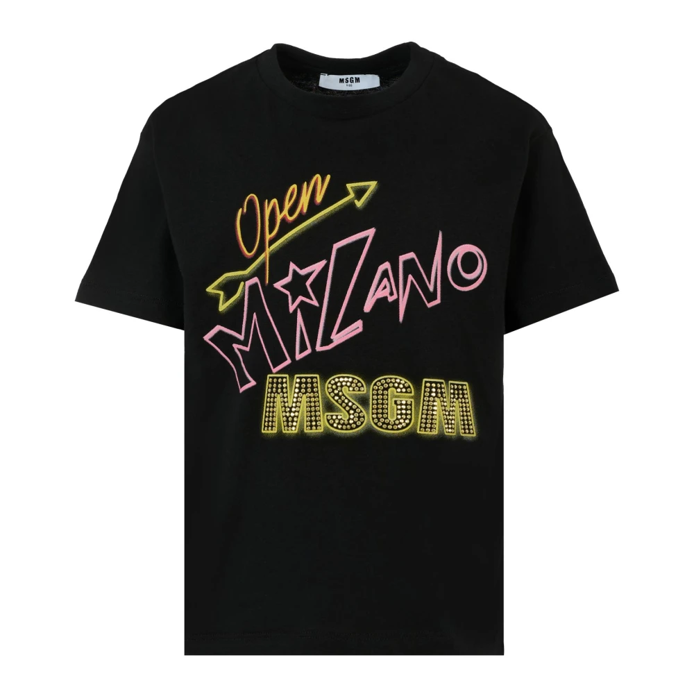 Msgm Unisex Kids Black Cotton T-Shirt With Logo - Kids Short Sleeve T-Shirts - 12 Y - Kids