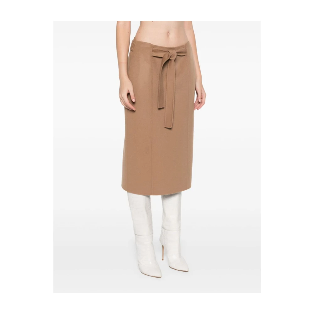 Max Mara Kameel Midi Rok met Riem Brown Dames