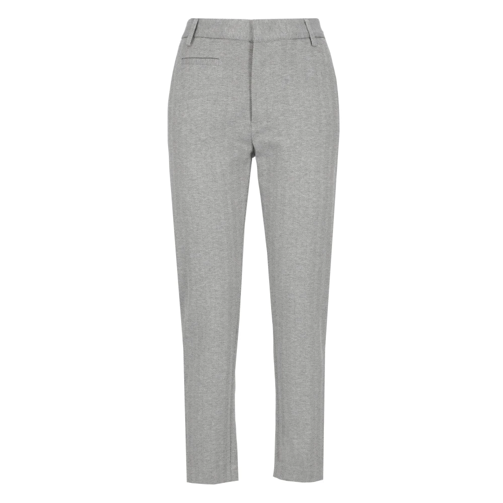 Dondup Grijze katoenen broek met riemlussen Gray Dames