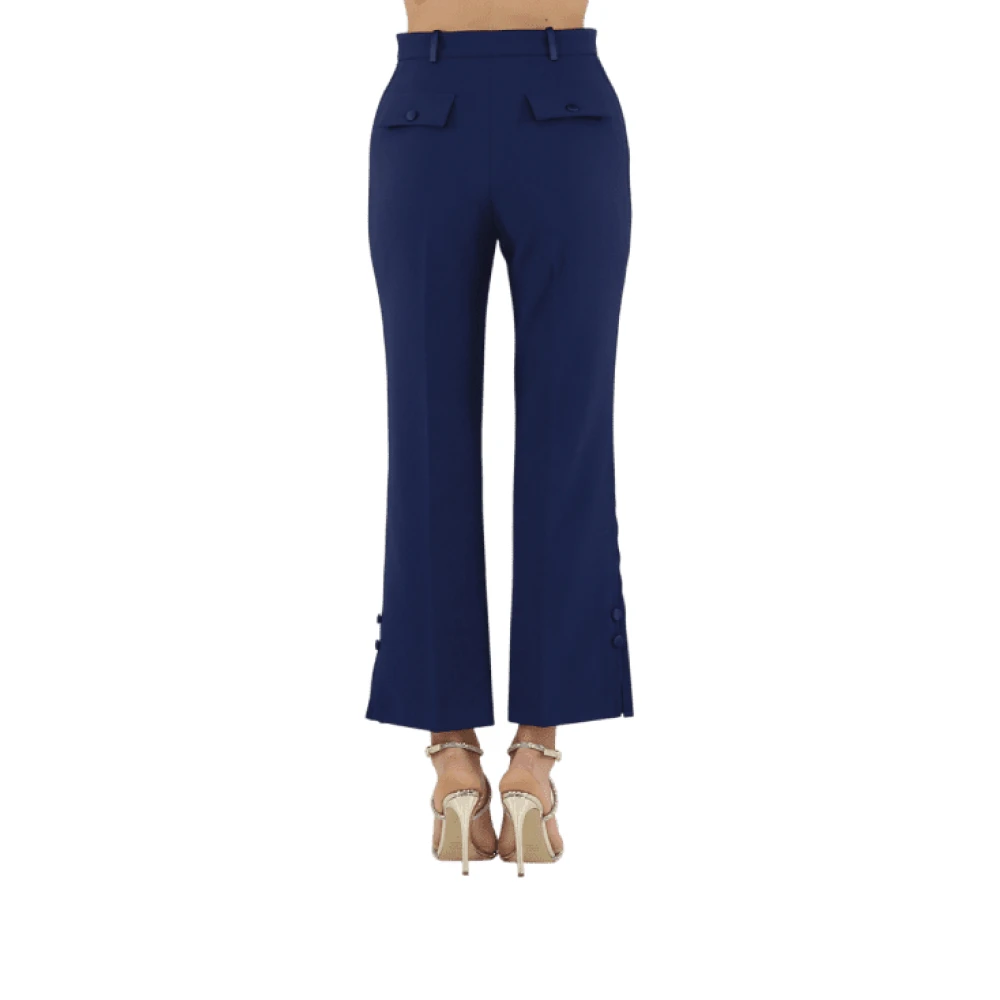 Elisabetta Franchi Navy Blue Crepe Smoking Broek Blue Dames