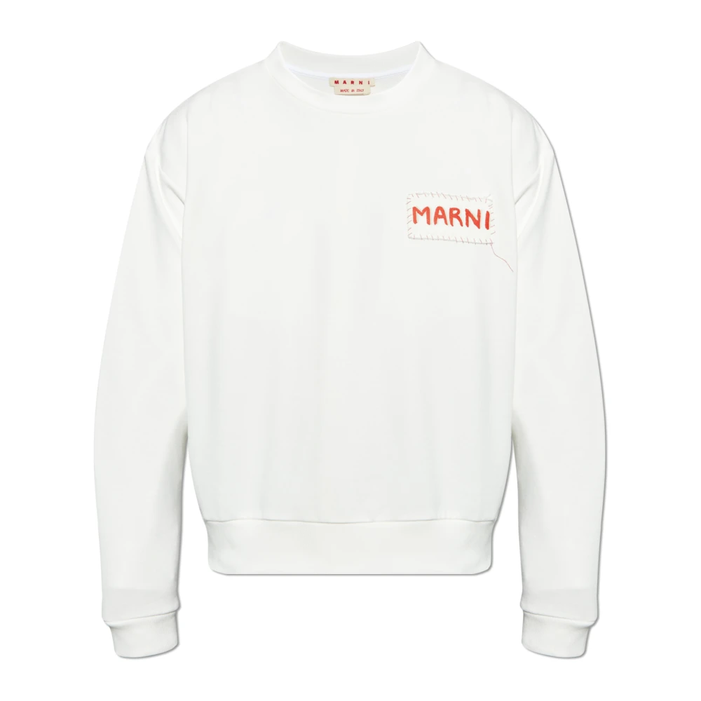 Marni Witte Sweater Jersey Patchwork Print White Heren
