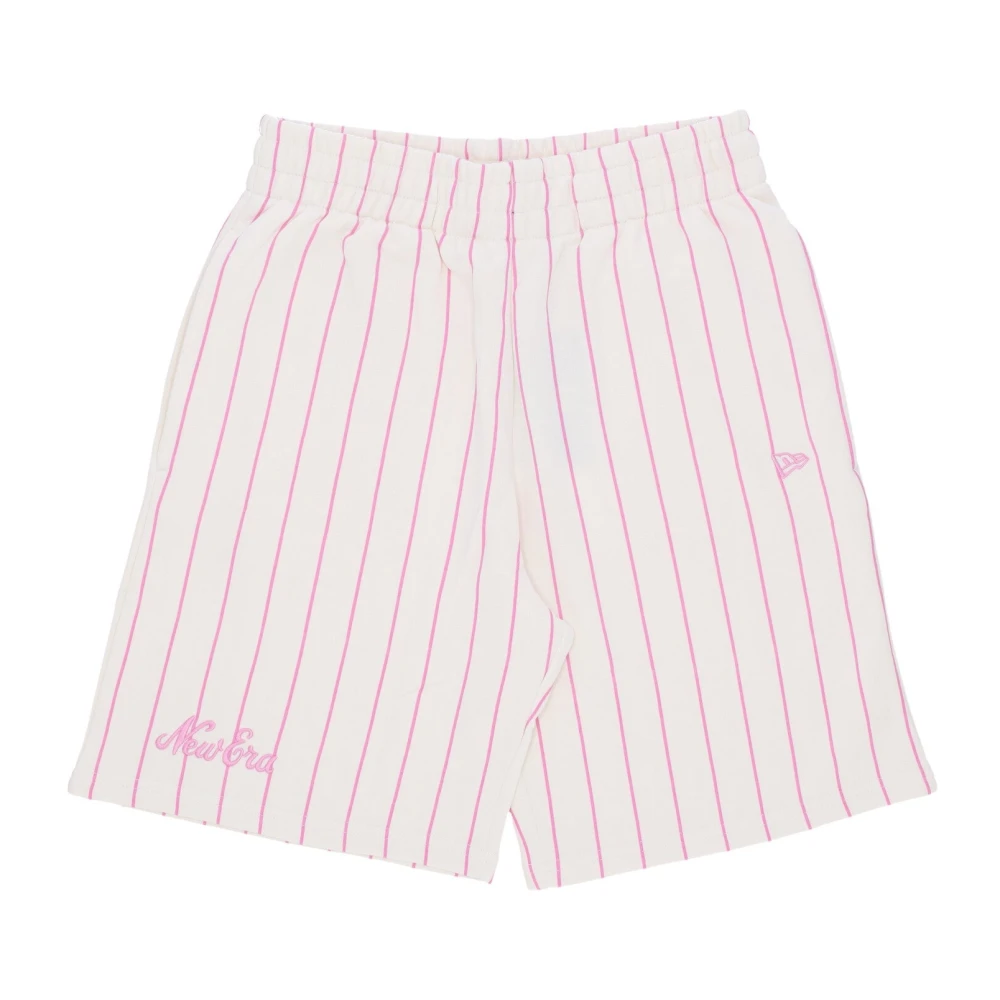 New era Gestreepte Tracksuit Shorts Off White Pink Heren