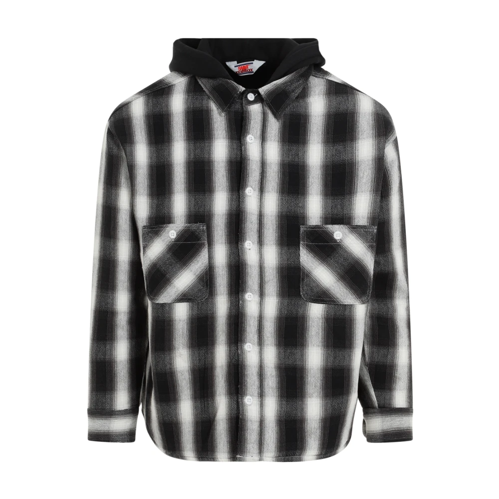©Saint M×××××× Zwarte Katoenen Overhemd Parka Black Heren