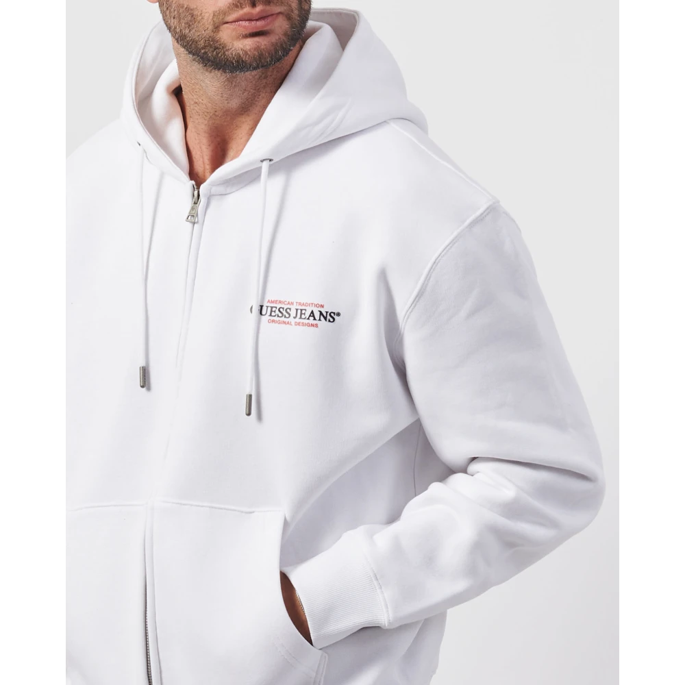 Guess Witte Hoodie met Rits White Heren