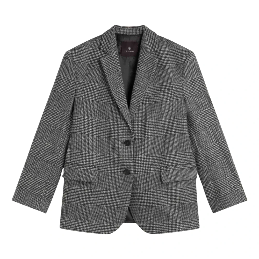 Anine Bing Geruite Oversized Blazer Gray Dames